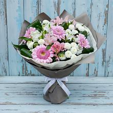 Букет цветов из:  Герберы, Альстромерии и Хризантемы #REPLACE_PRED# Кирово-Чепецке