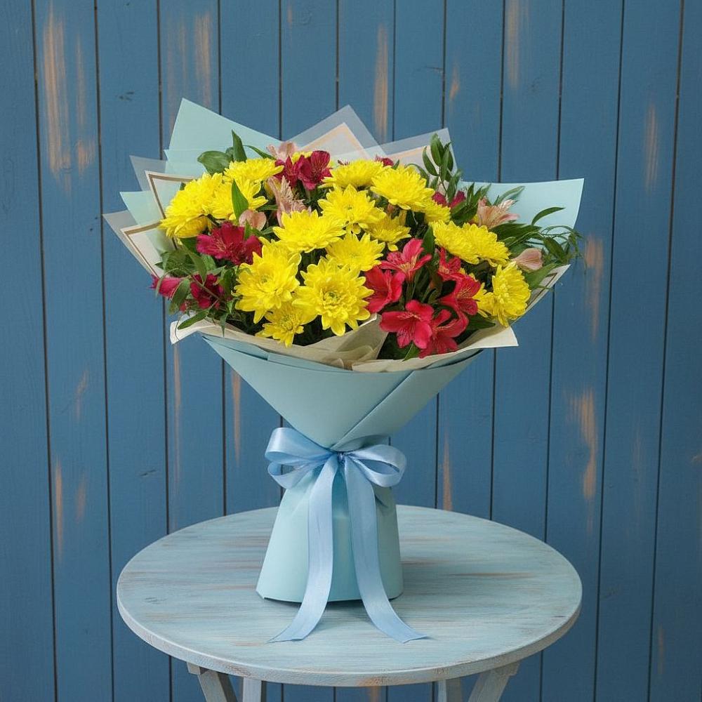 Букет цветов из: Альстромерии и Хризантемы в Кирово-Чепецке