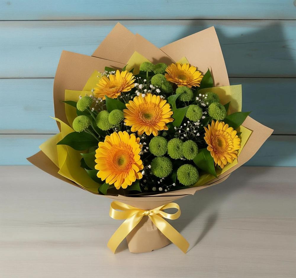 Букет цветов из: Герберы и Хризантемы в Кирово-Чепецке
