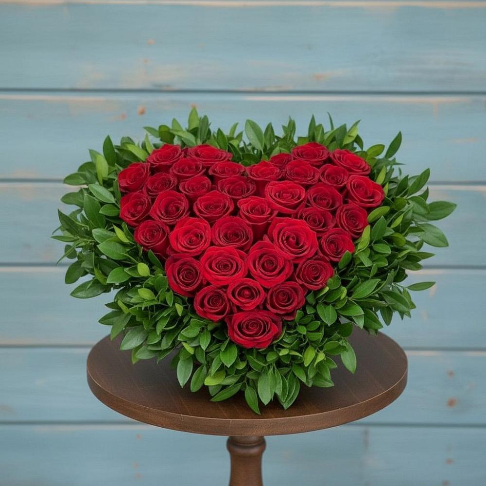 Цветочная композиция из Розы в виде сердца в Кирово-Чепецке