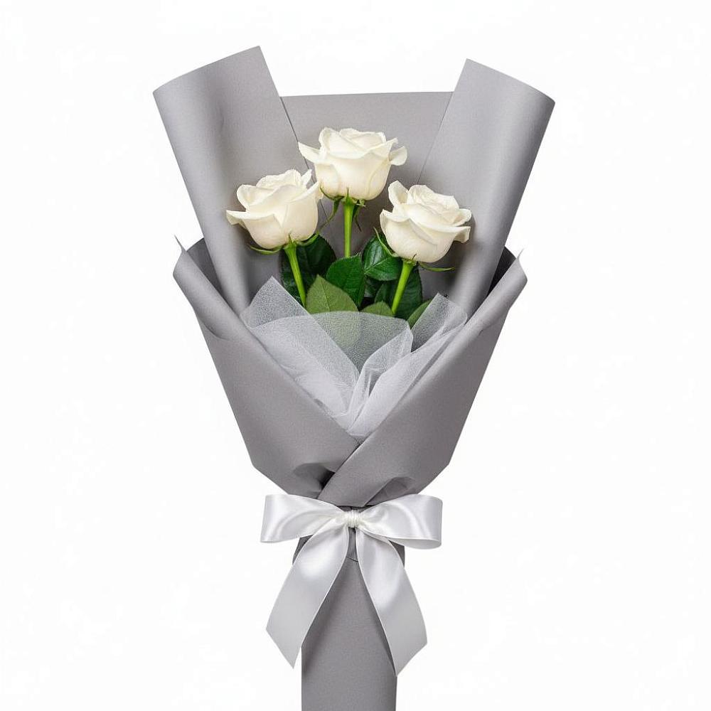 Букет 3 белые розы в Кирово-Чепецке