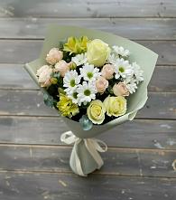 Букет цветов из:  Альстромерии, Розы и Хризантемы в Кирово-Чепецке