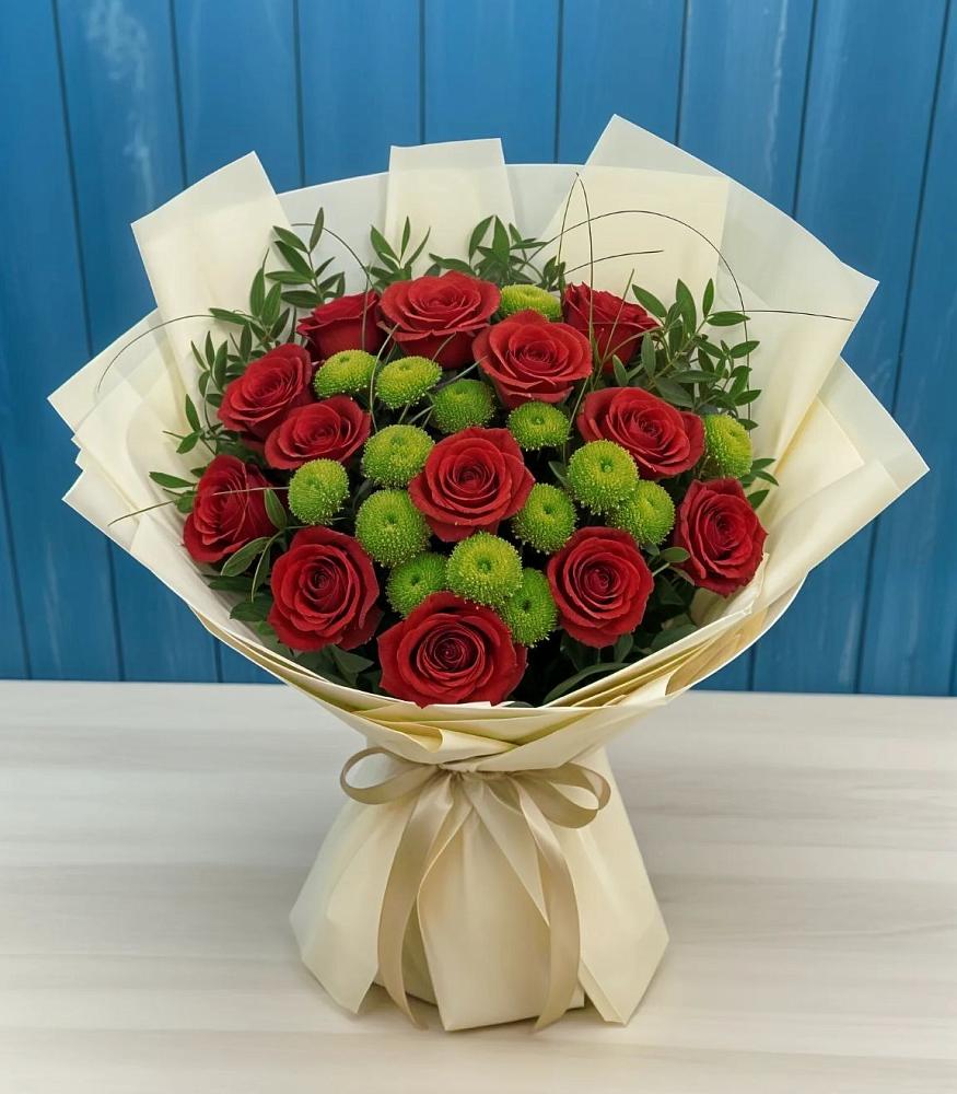 Букет цветов из: Розы и Хризантемы в Кирово-Чепецке