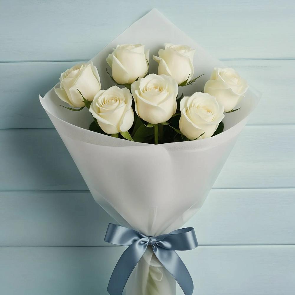 Букет 7 Белых роз Эдлесс Лав в Кирово-Чепецке